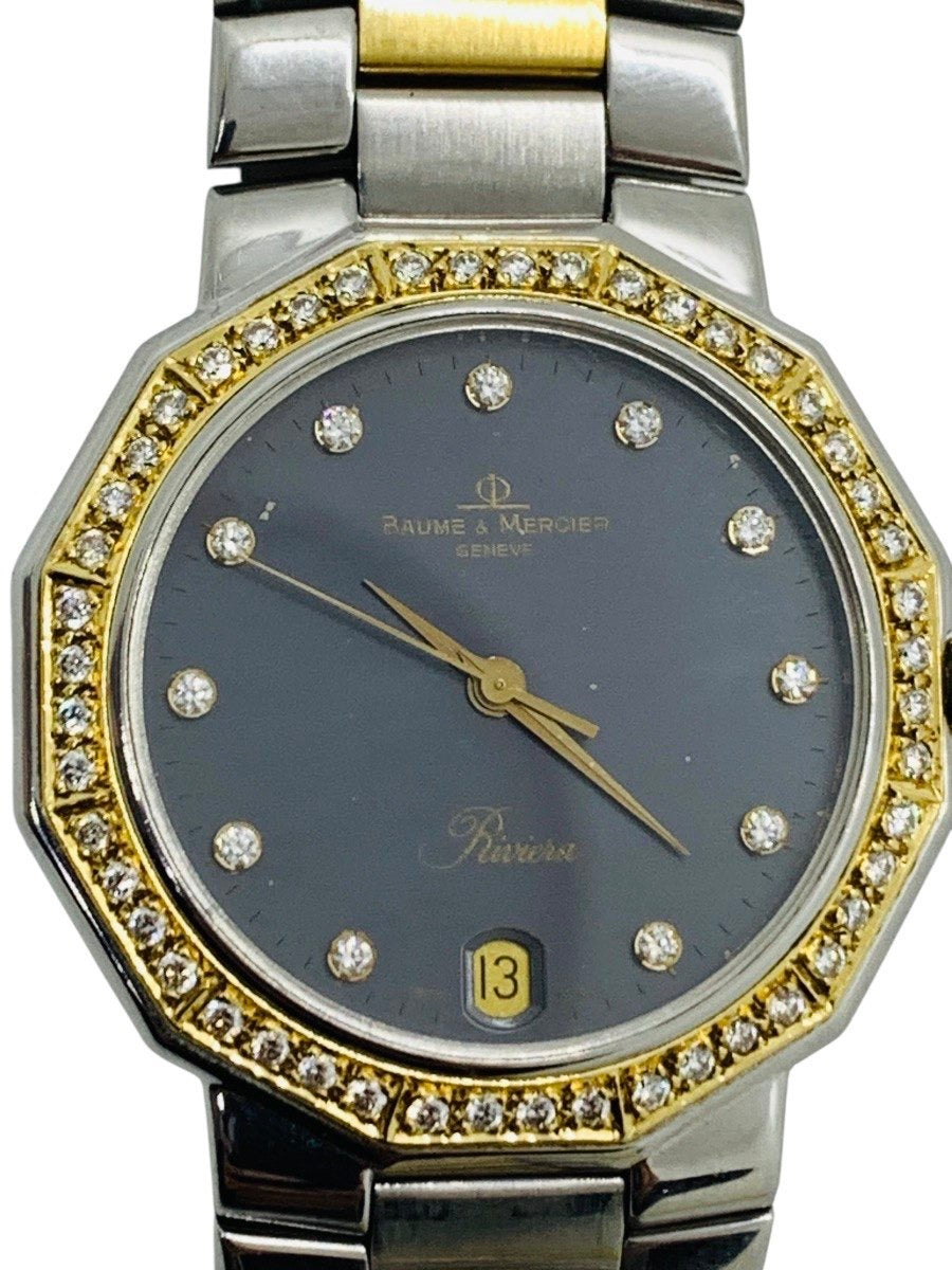 Baume & Mercier Riviera Quartz Watch 34mm Dark Gray 2-Tone SS