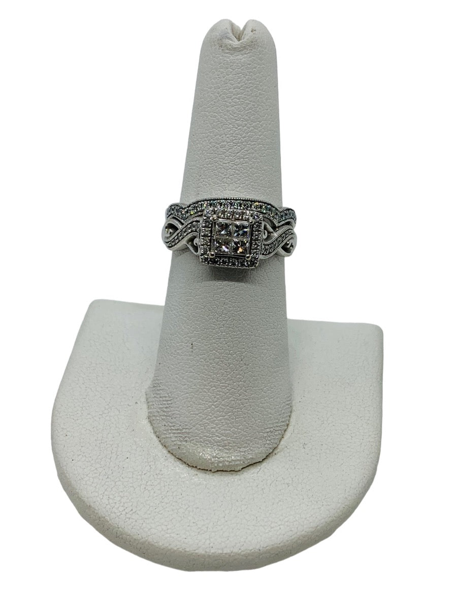 14K White Gold Engagement Lady's Ring 1.15ctw, 8.5 Grams Size 6.5