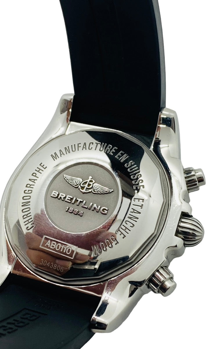 Breitling Chronomat 44 Black Dial Stainless Steel Case/ Rubber Bracelet AB0110