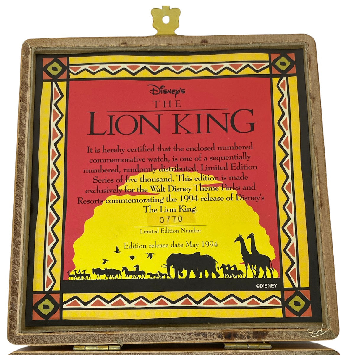 Disney Lion King Quartz Watch Limited Edition 0770/5000 Japan Movement