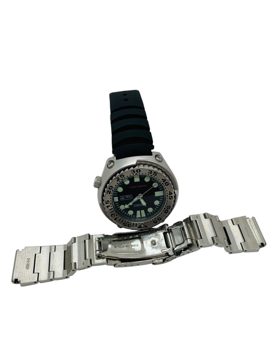 Seiko 7N36-0AF0 Quartz Watch 48mm Black Lug 23mm 7in Max Extra SS Band