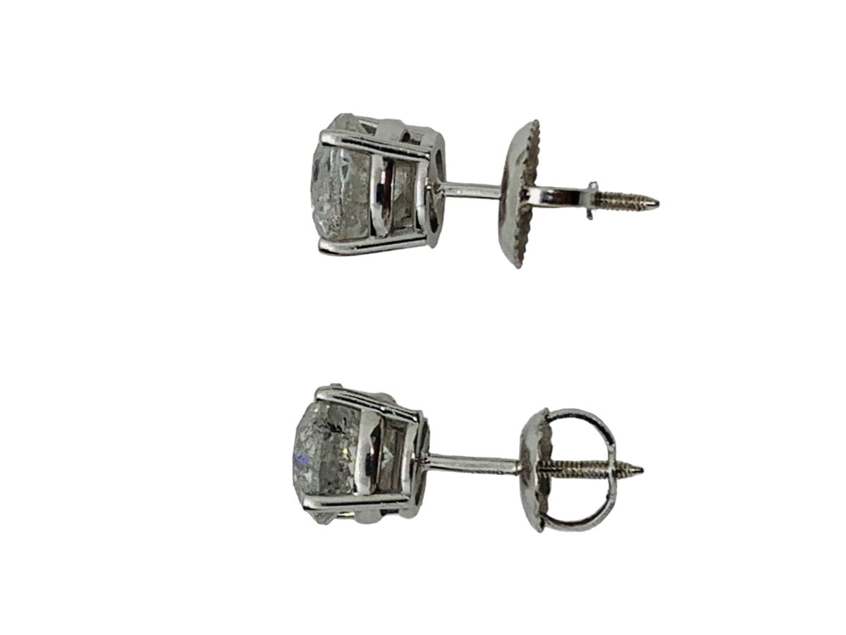 14K White Gold Diamond Stud Earrings 1.7 CTW /1.4 Gr /i3-i2 Clarity /M-L Color