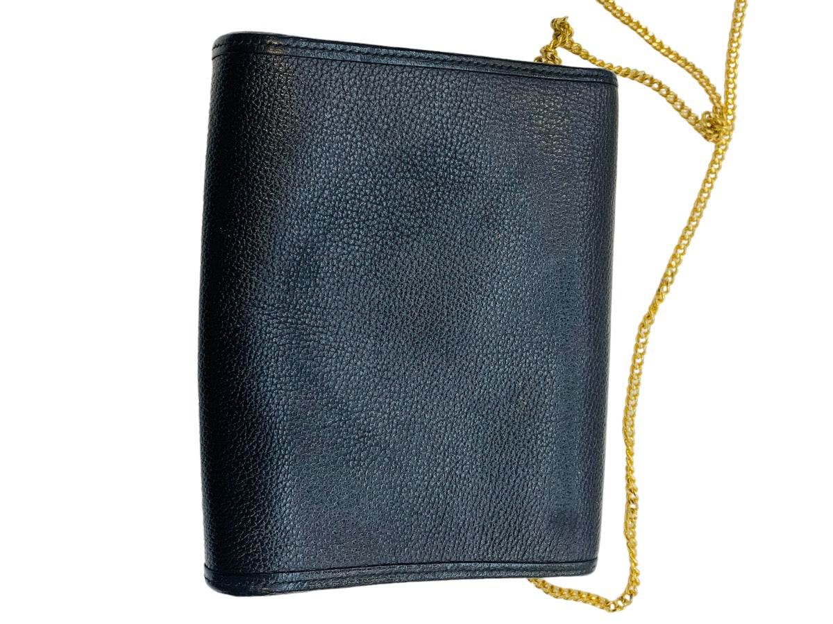 Nina Ricci Black Leather Gold Chain Lady's Cross Body