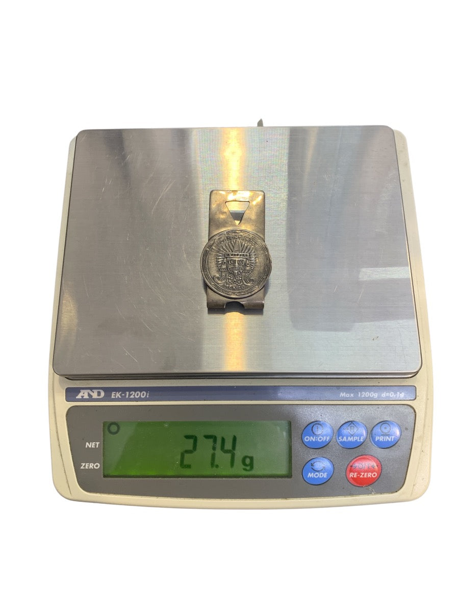 Vintage Sterling Silver Cezontemoc Mexico Money Clip 27.4 Grams