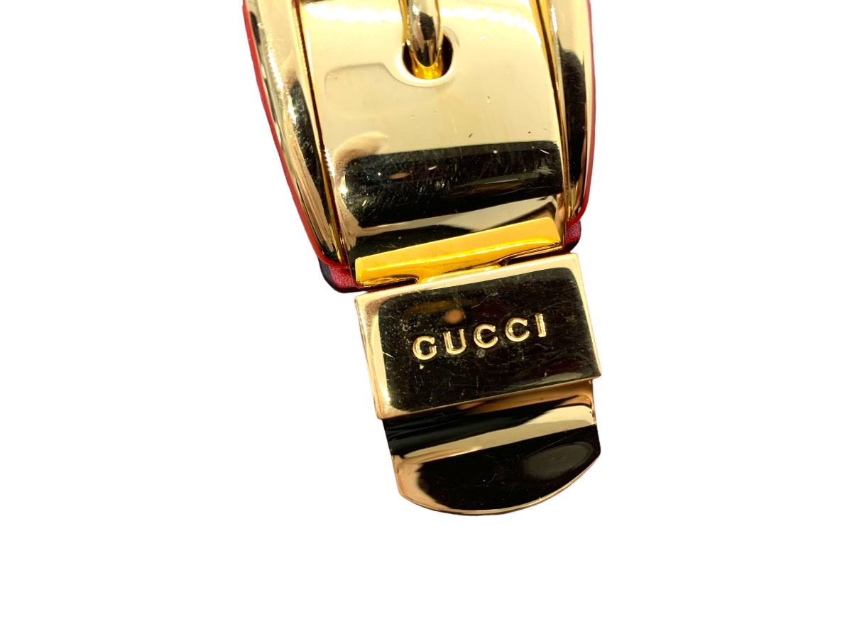 Gucci Red Leather Sylvie Shoulder Bag w/ Fabric Strap