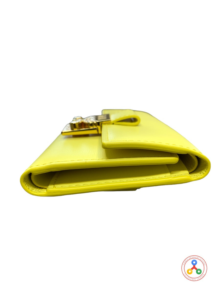 MCM Tracy Trifold Wallet in Spanish Leather Yellow LimeLight