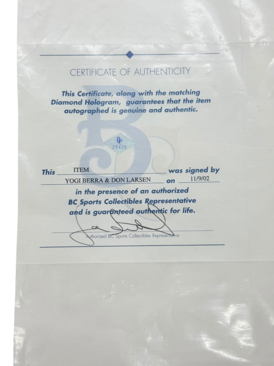 MLB Don Larsen & Yogi Berra Signed Baseball w/ Certificate