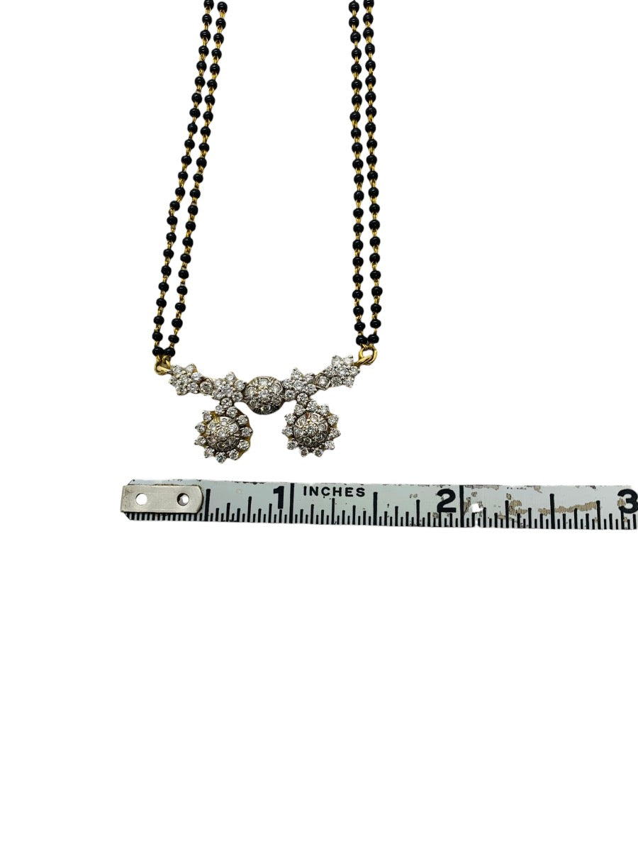 22K Yellow Gold Indian Mangalsutra Diamond Bead Necklace 1.5 CTW | 12 Gr | 17" length