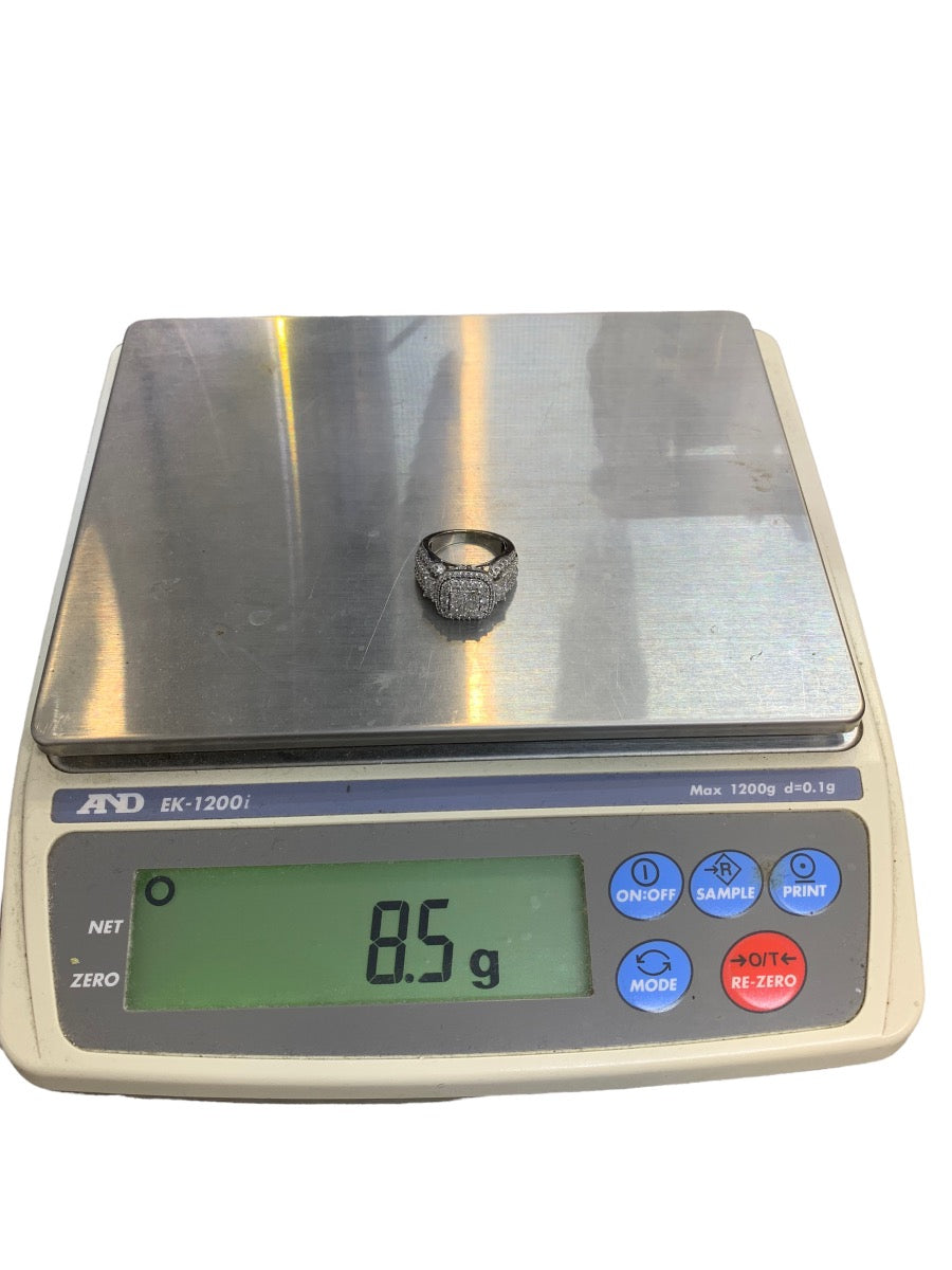 14K White Gold Lady's Diamond Engagement Ring 1.28 CTW Size 8.5 Grams