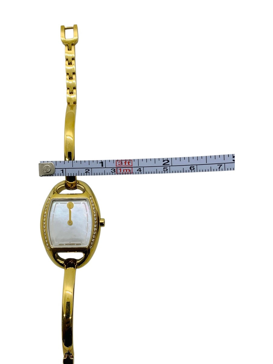 Movado Miri Ladies Diamond Gold Tone Quartz Watch Mother Of Pearl
