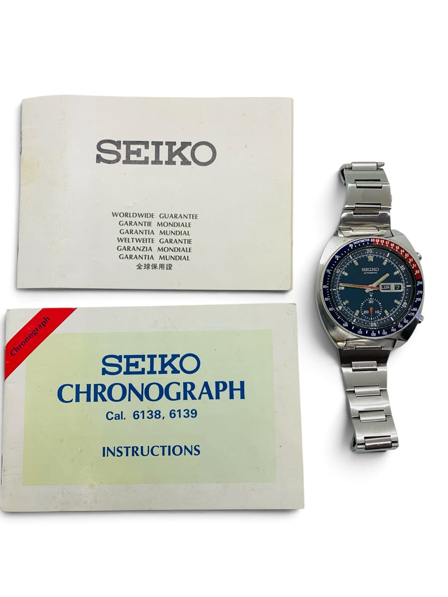 Seiko Sports 6139-6005 Automatic Chronograph Pepsi Bezel Men's Watch