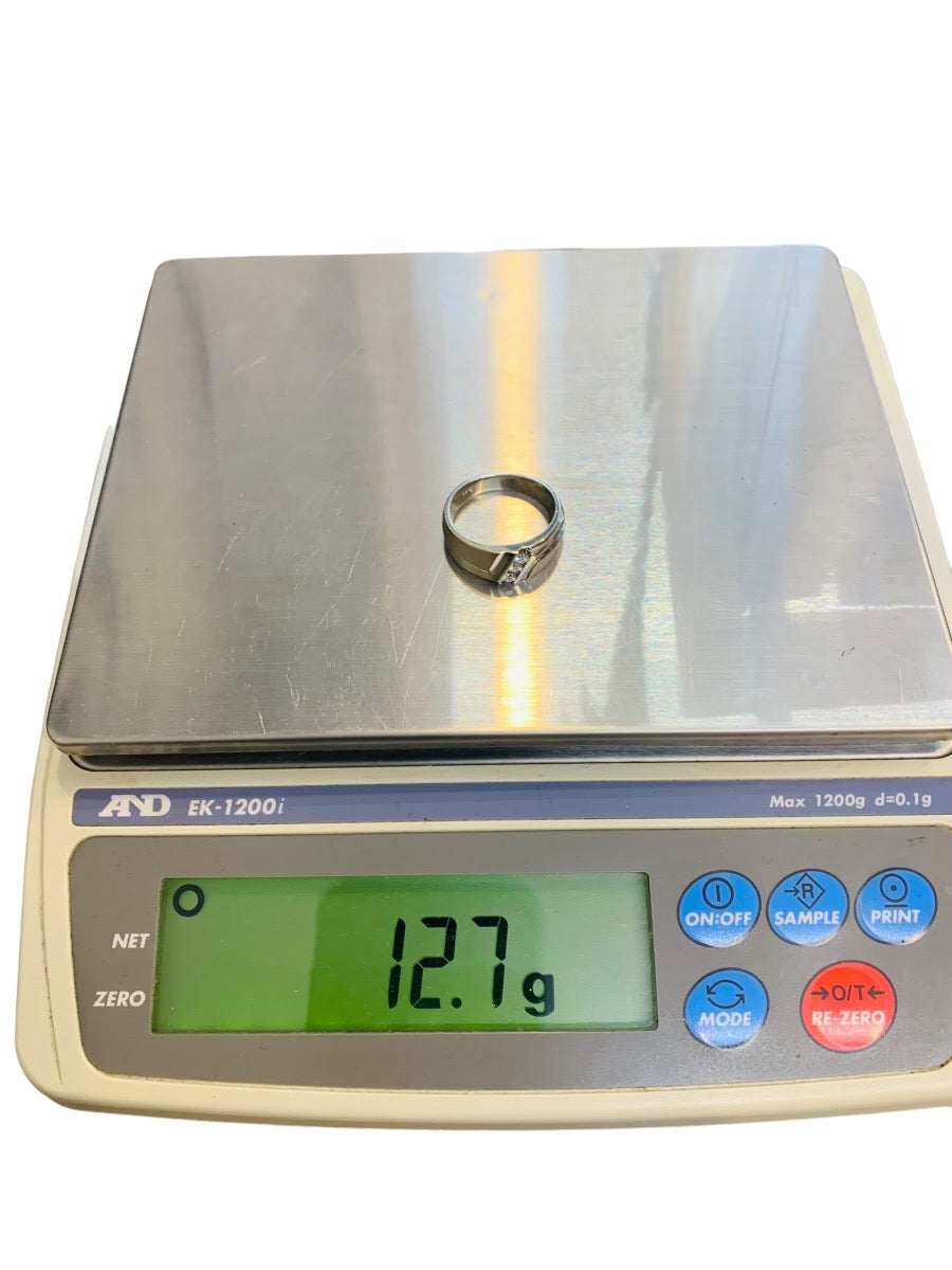 14K White Gold Men's Diamond Ring .15 CTW | 12.7 Grams | Size 10.5