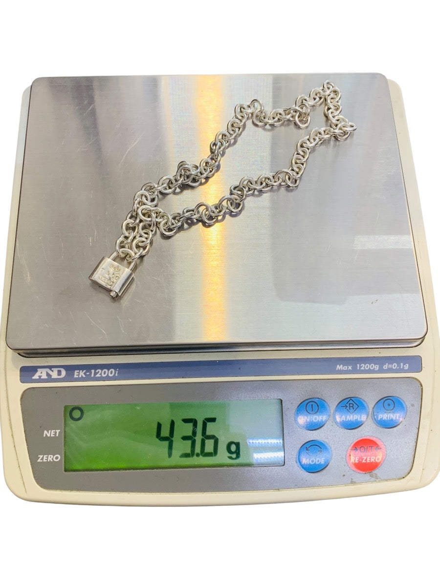 Tiffany & Co 1837 Padlock Rolo Chain Necklace In Sterling Silver 16"