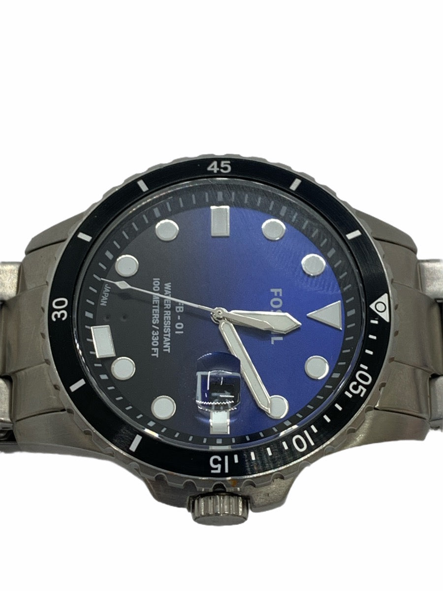 Fossil FS5668 Mens Watch Blue Dial Dive Watch Steel Oyster