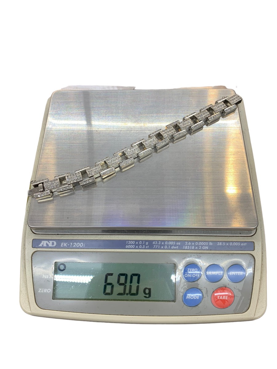 14K White Gold Diamond Link Bracelet 2.75 CTW/ 69 Gr/ 8"