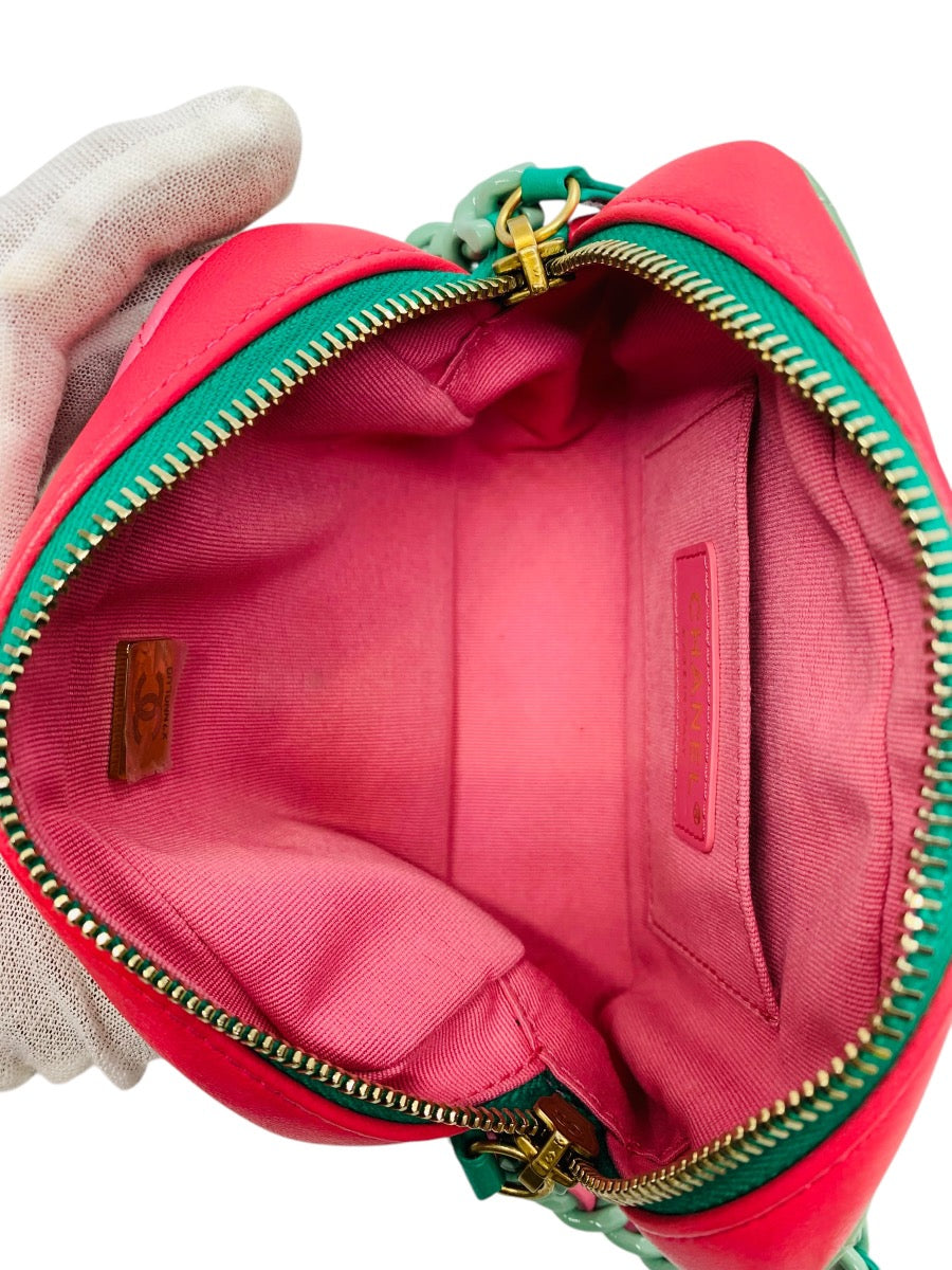 Chanel Mini Matelasse Camera Bag Shoulder Pink Light Green Lambskin