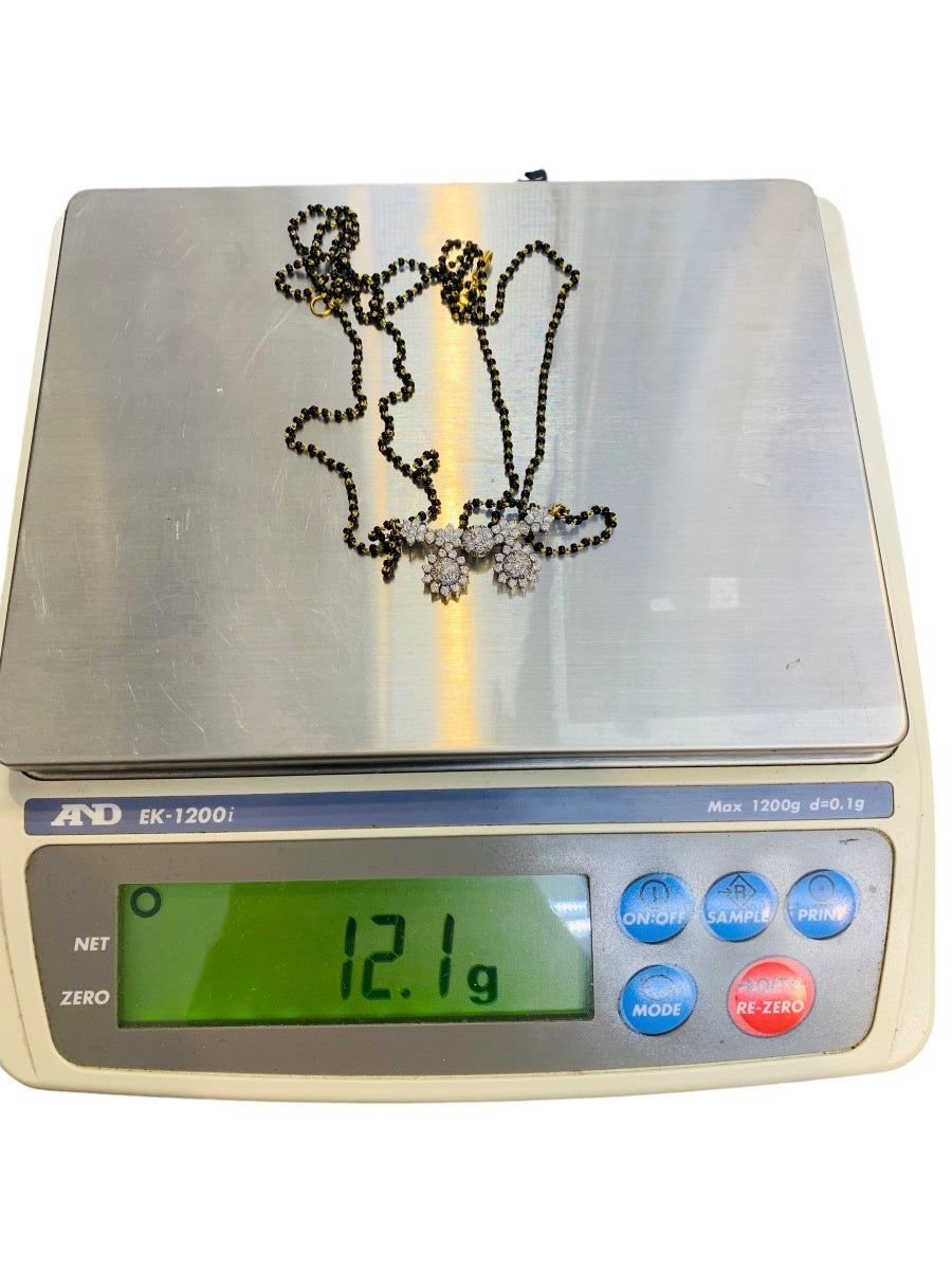 22K Yellow Gold Indian Mangalsutra Diamond Bead Necklace 1.5 CTW | 12 Gr | 17" length