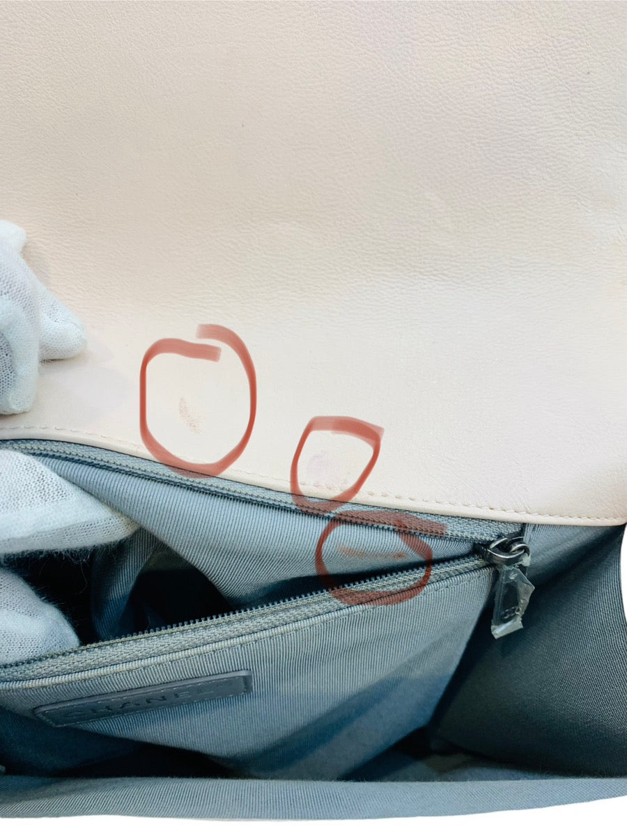 Chanel Beige Large Double Stitching Boy Bag w/ Card & Dust Bag