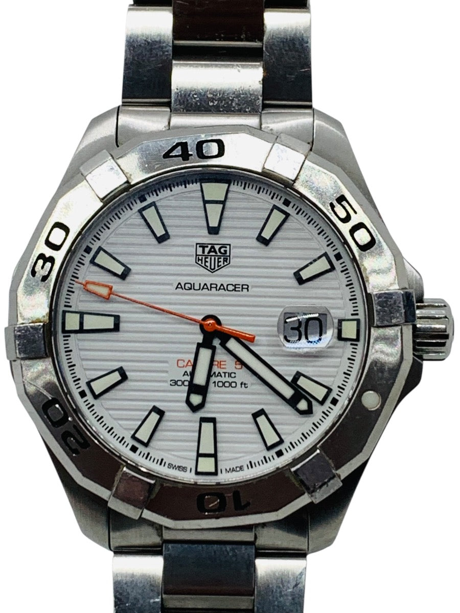 Tag Heuer Men's Aquaracer White Automatic Swiss Watch 43mm WAY2013 w/ Box