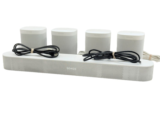 Sonos Beam S14 (Gen 1) + 4x Sonos One S18 (Gen 2) Smart Speakers