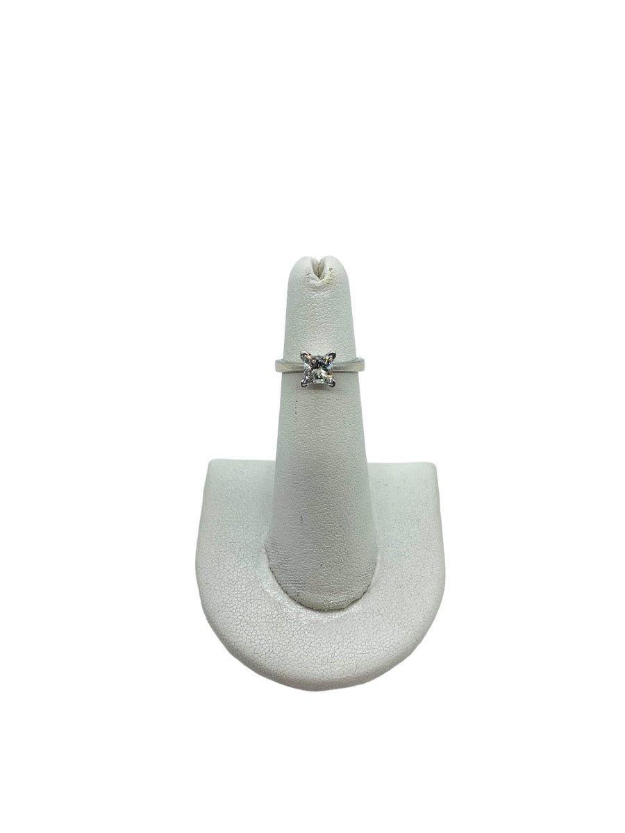14K White Gold Solitaire Ring | Princess Diamond | 0.98 CTW | I-J | I1