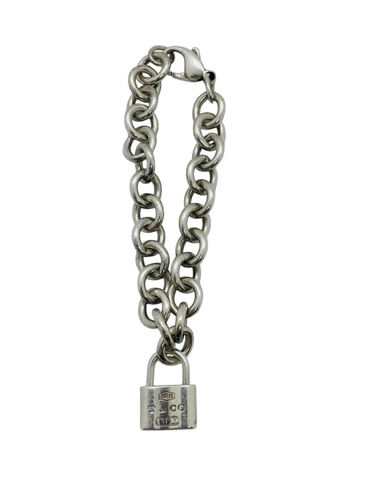 Tiffany & Co 1837 Padlock Rolo Chain Bracelet In Sterling Silver 7"