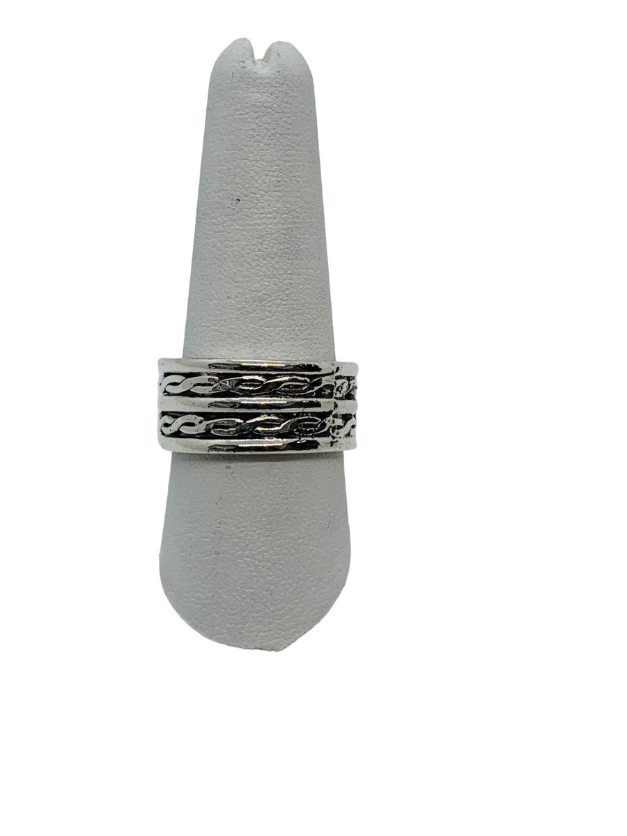 925 Sterling Fancy Design Silver Men's Ring Size 10/ 12g