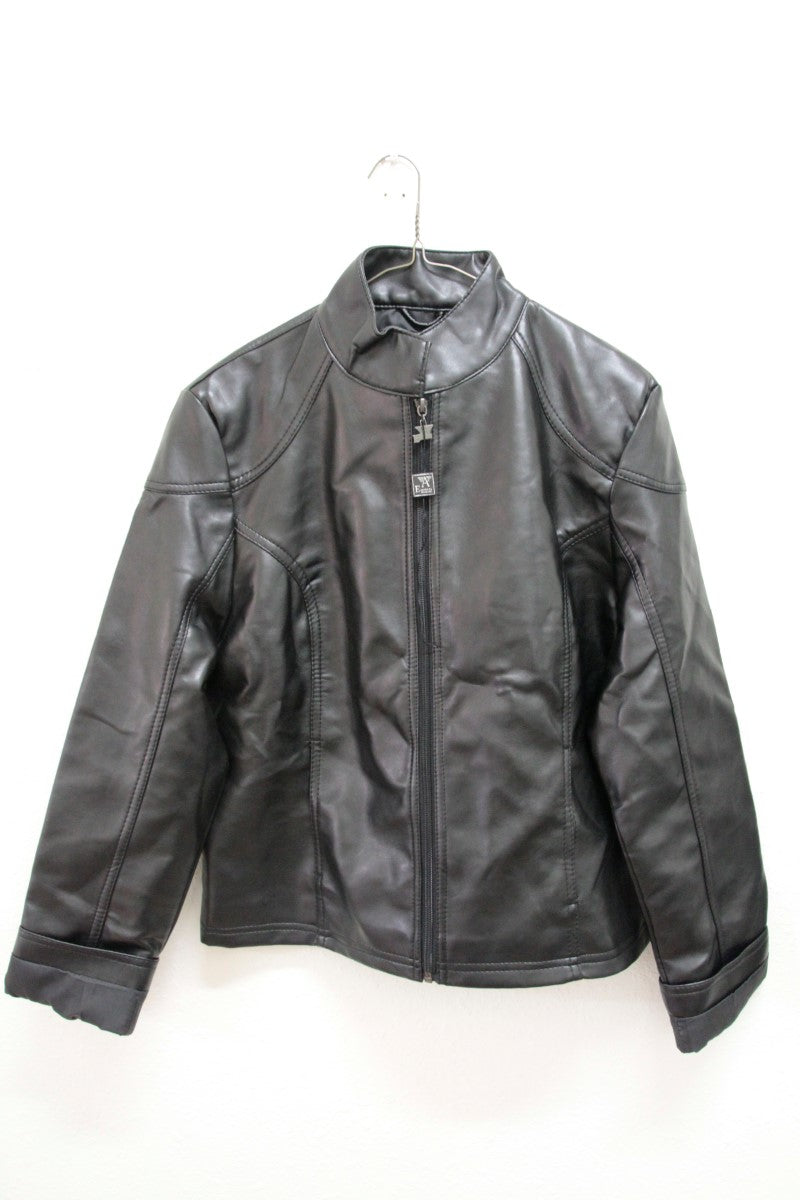 A Collezioni Luxury Men's Black Faux Leather Jacket - Zipper