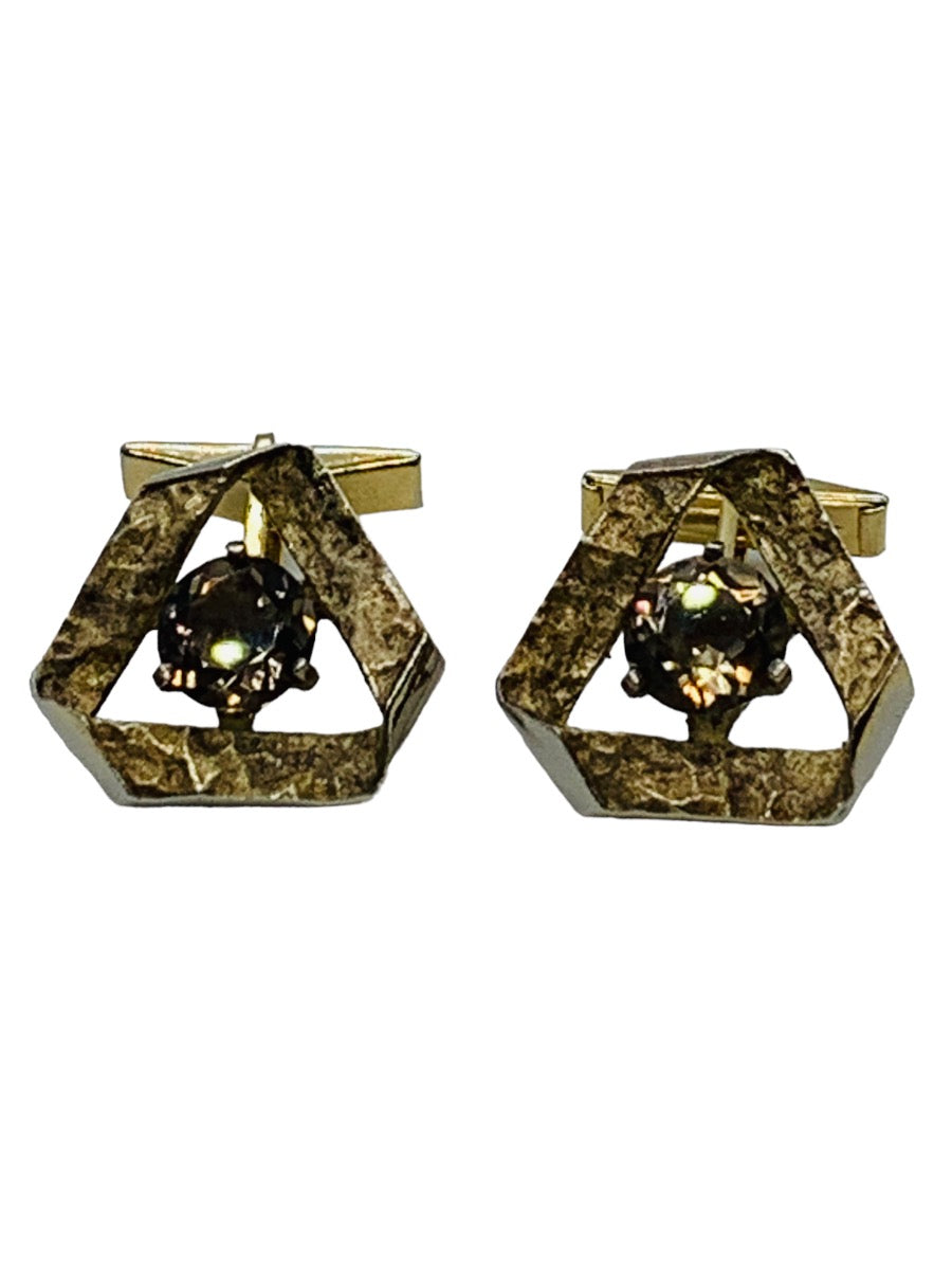 925 Sterling Silver Men's Cuff Links With Brawn Topaz 15.8g