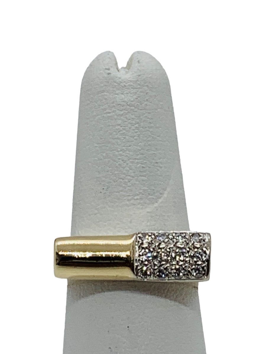 14K Yellow Gold Square Lady's Ring 12 Diamonds 0.12ctw/10.8g/Size 6
