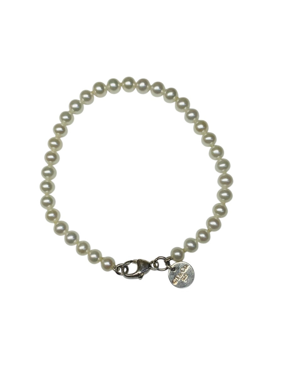 Tiffany & Co. Ziegfeld 4.5mm Pearl Bracelet Sterling Silver 7”