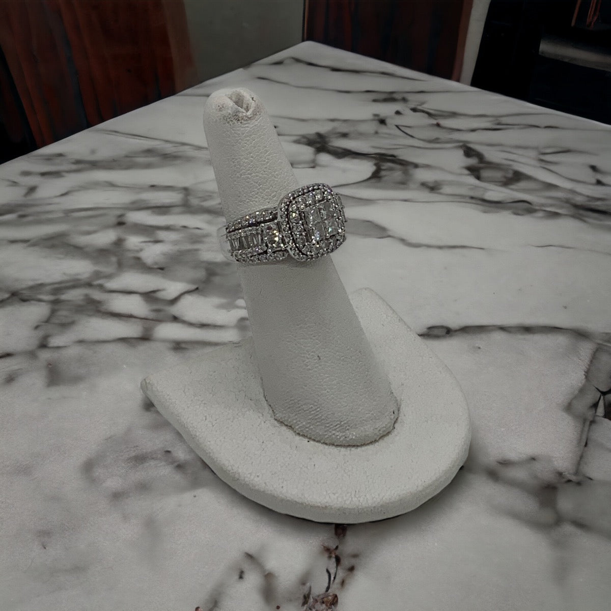 14K White Gold Lady's Diamond Engagement Ring 1.28 CTW Size 8.5 Grams