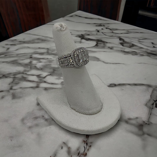 14K White Gold Lady's Diamond Engagement Ring 1.28 CTW Size 8.5 Grams