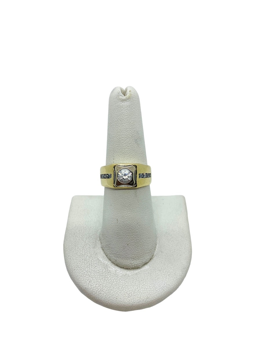 14K Yellow Gold Gent's Ring | 9 CZ Stones | 4.4 Grams | Size 7.5
