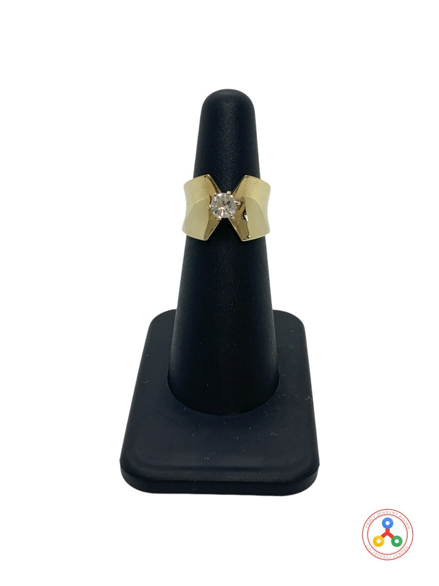 14K Yellow Gold Round Diamond Fancy Design Ring .36 CTW | 5.5 Grams | Size 5