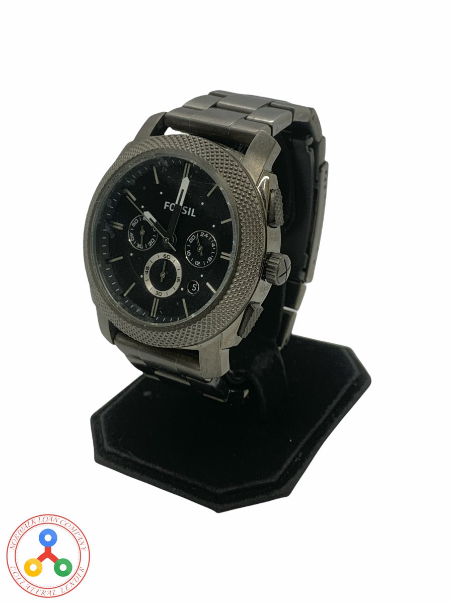 FOSSIL Machine FS4662 Chronograph Smoke SS Quartz Men Watch