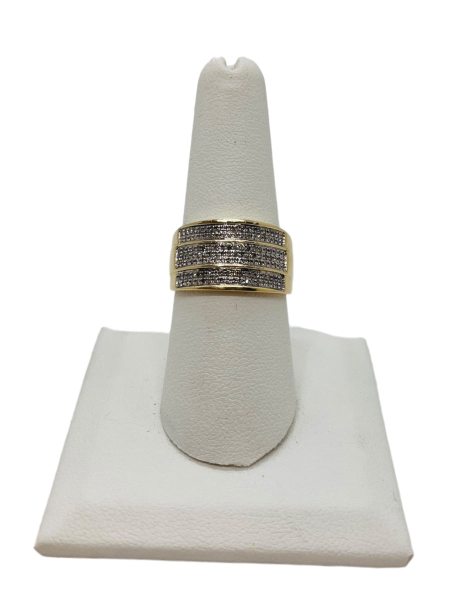 14K Yellow Gold 3 Row Diamond Ring - Size 8 - 1.4TCW - 4.2g