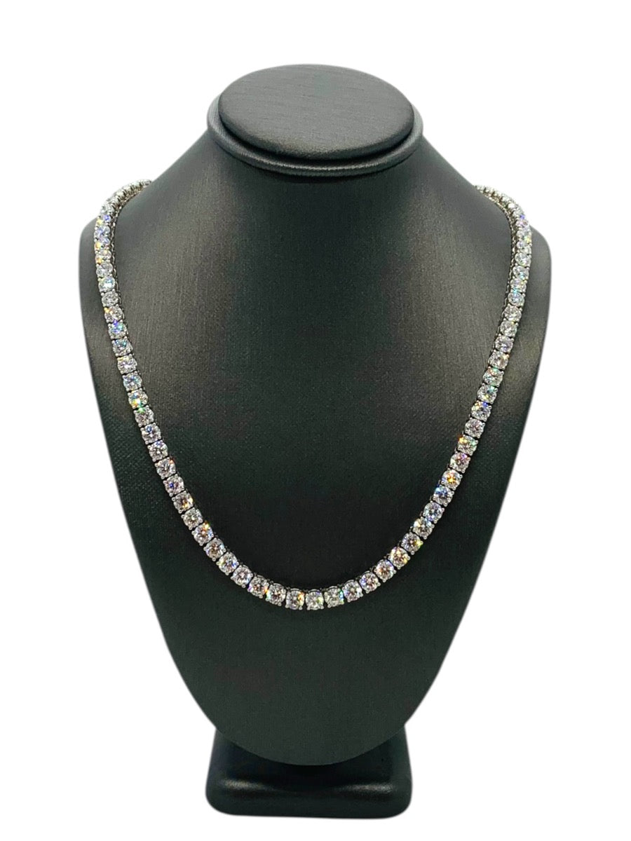 14K White Gold 18" Tennis Chain 102 Lab Grown Dias | 30.60CTW | 39.3g