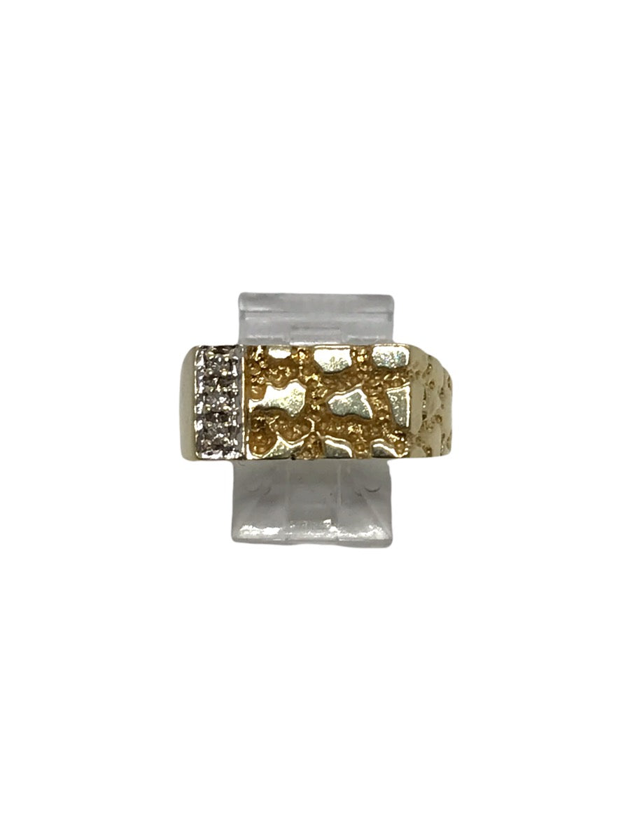 14K Yellow Gold and Diamond Man's Ring Size 10, 8.6 Grams