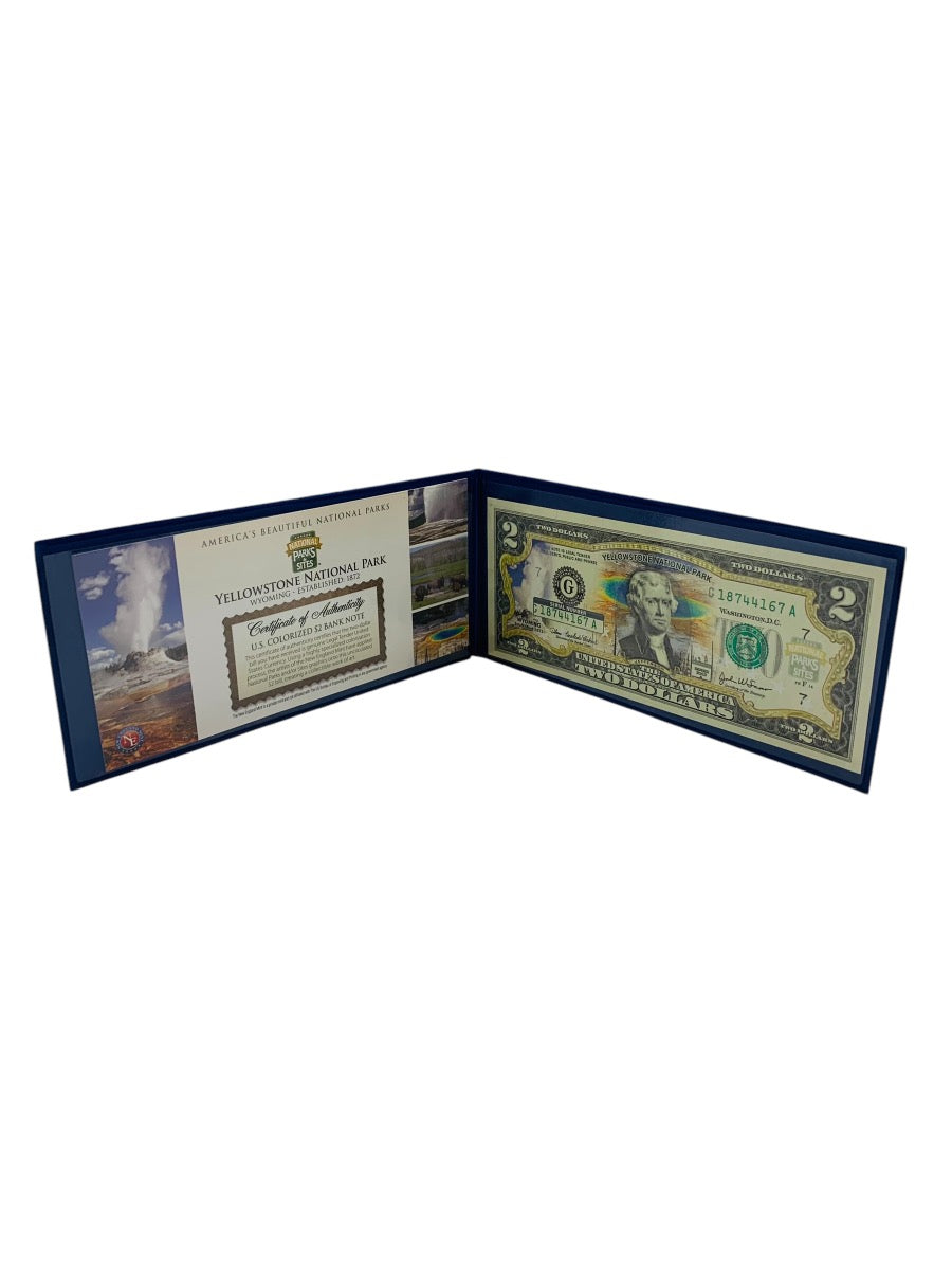 2003 A Two Dollar $2 Colorized Yellowstone National Park Note