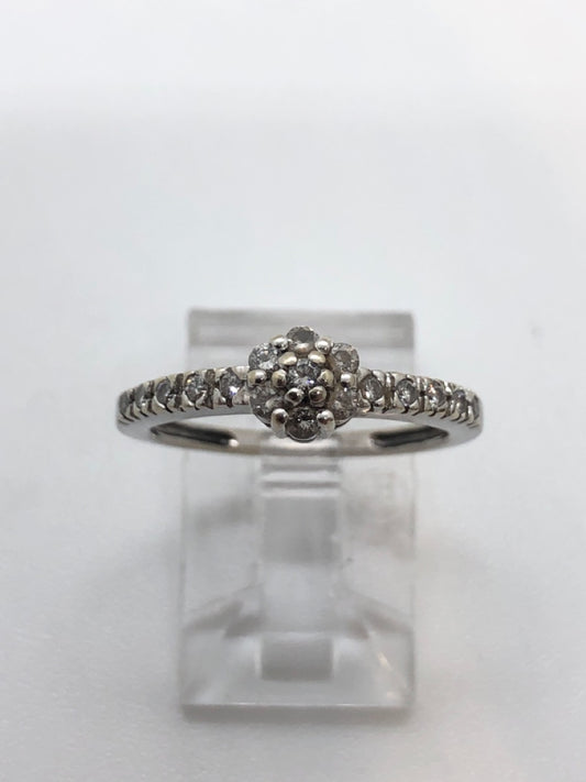 14K White Gold Diamond Flower Ring - 0.51tcw - Size 5.5 - 2.5g