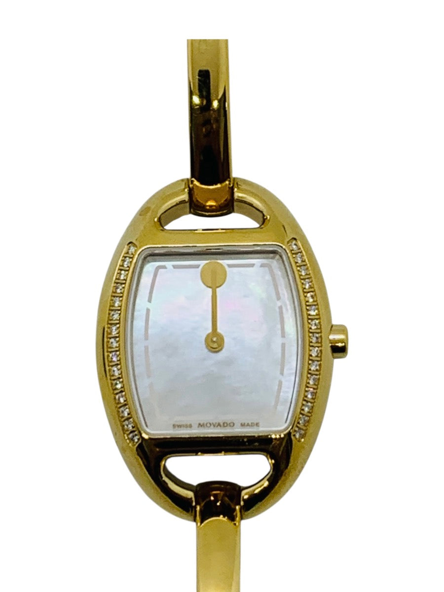 Movado Miri Ladies Diamond Gold Tone Quartz Watch Mother Of Pearl