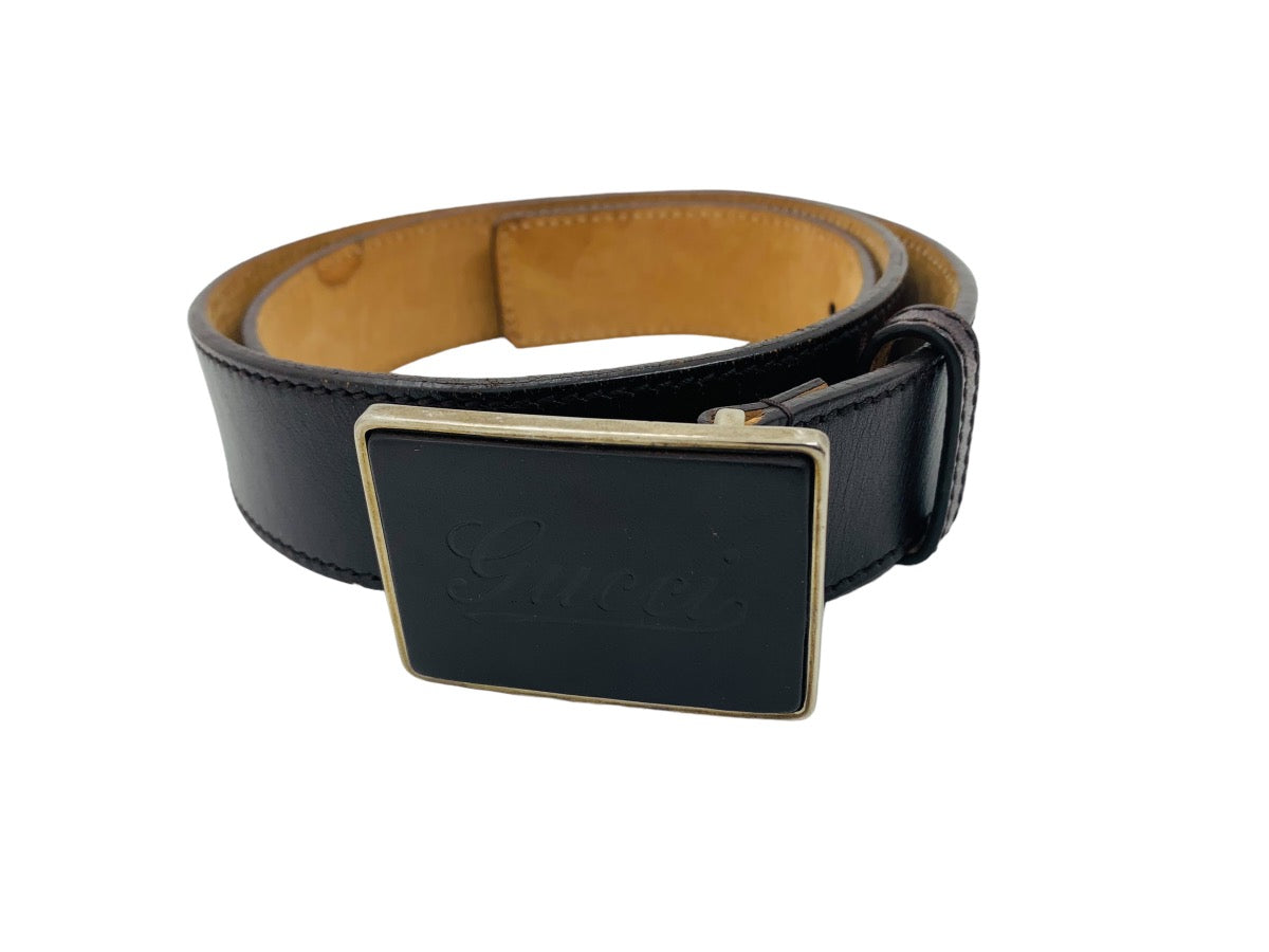 Gucci Belt Leather Brown Solid Color Men's 307988・525040 Size (95・38)