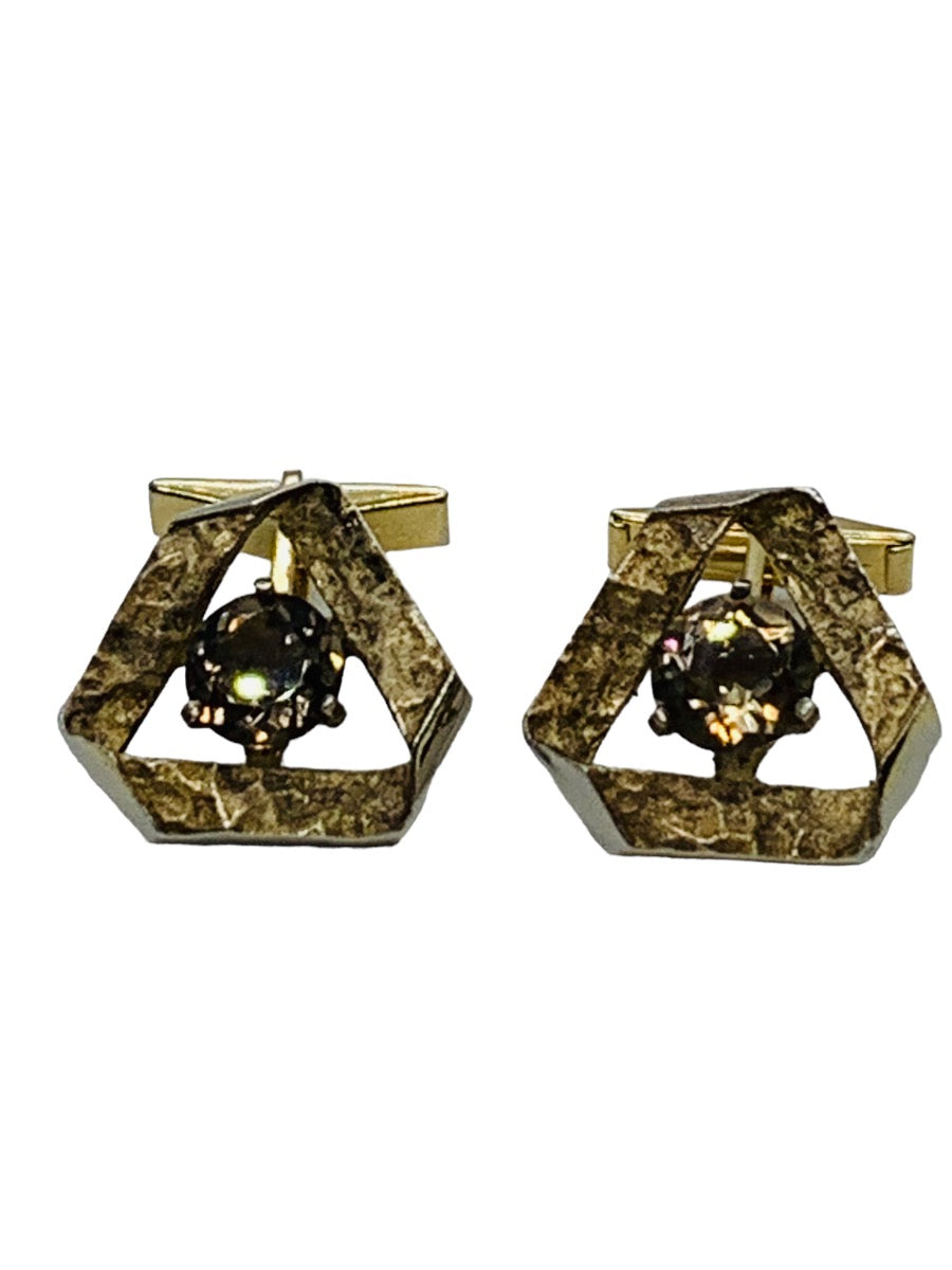 925 Sterling Silver Men's Cuff Links With Brawn Topaz 15.8g