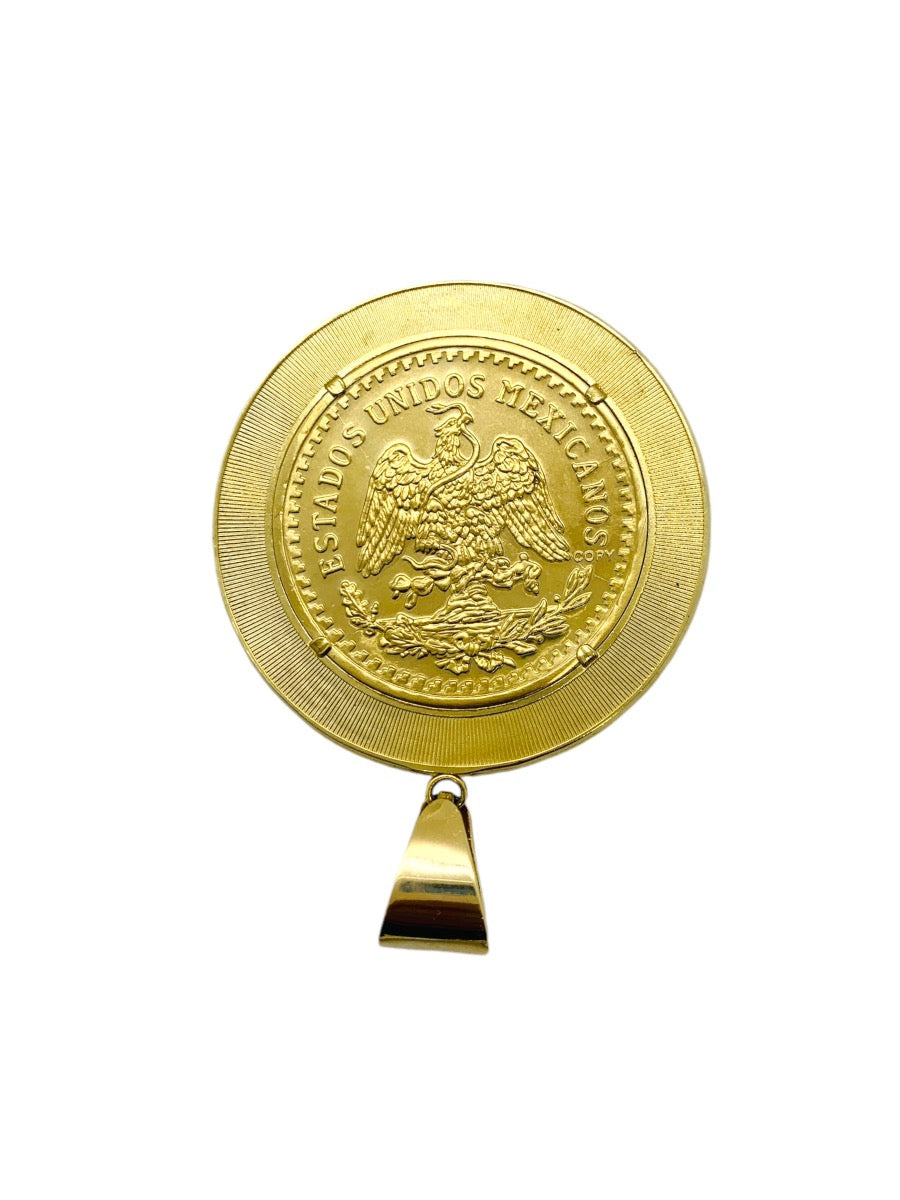 14K Yellow Gold Pendant Centenario Bezel Design | 43.6g