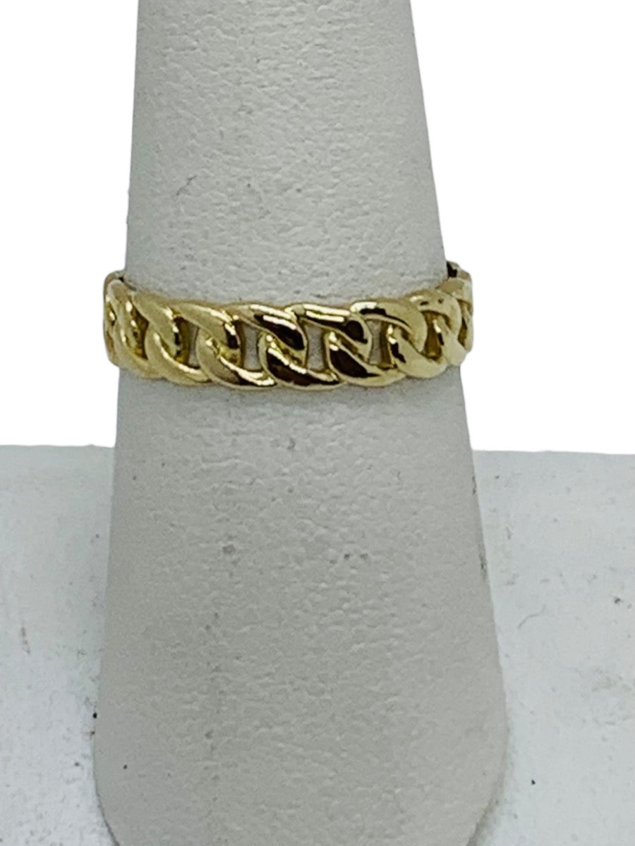 14K Yellow Gold Cuban Design Ring Size 7 3/4 Weighs 1.7 Gr