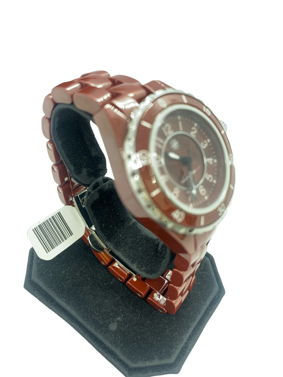 Isaac Mizrahi Live! Ceramic Maroon Watch