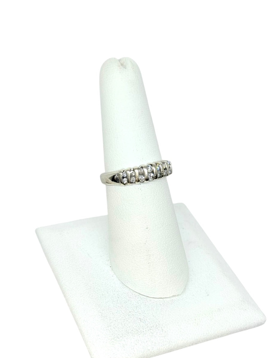 14K White Gold Double Row Natural Diamond Band | Size 6.5 | 2.7g | 0.13CTW