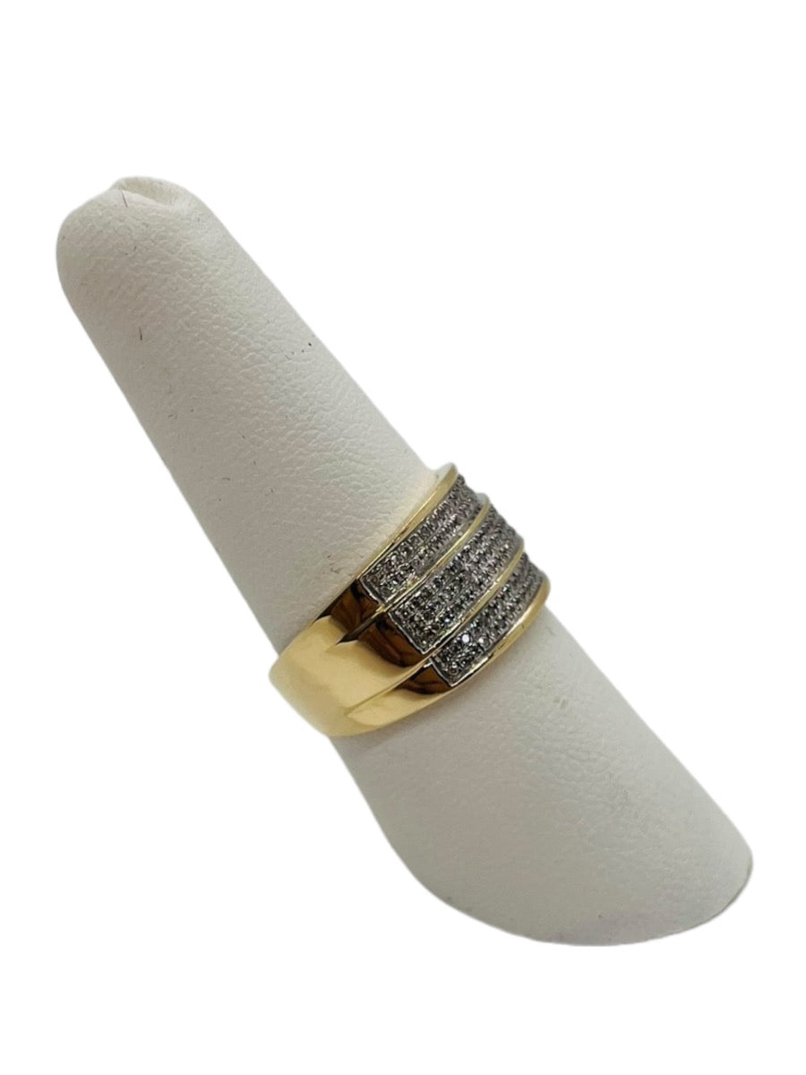 14K Yellow Gold 3 Row Diamond Ring - Size 8 - 1.4TCW - 4.2g