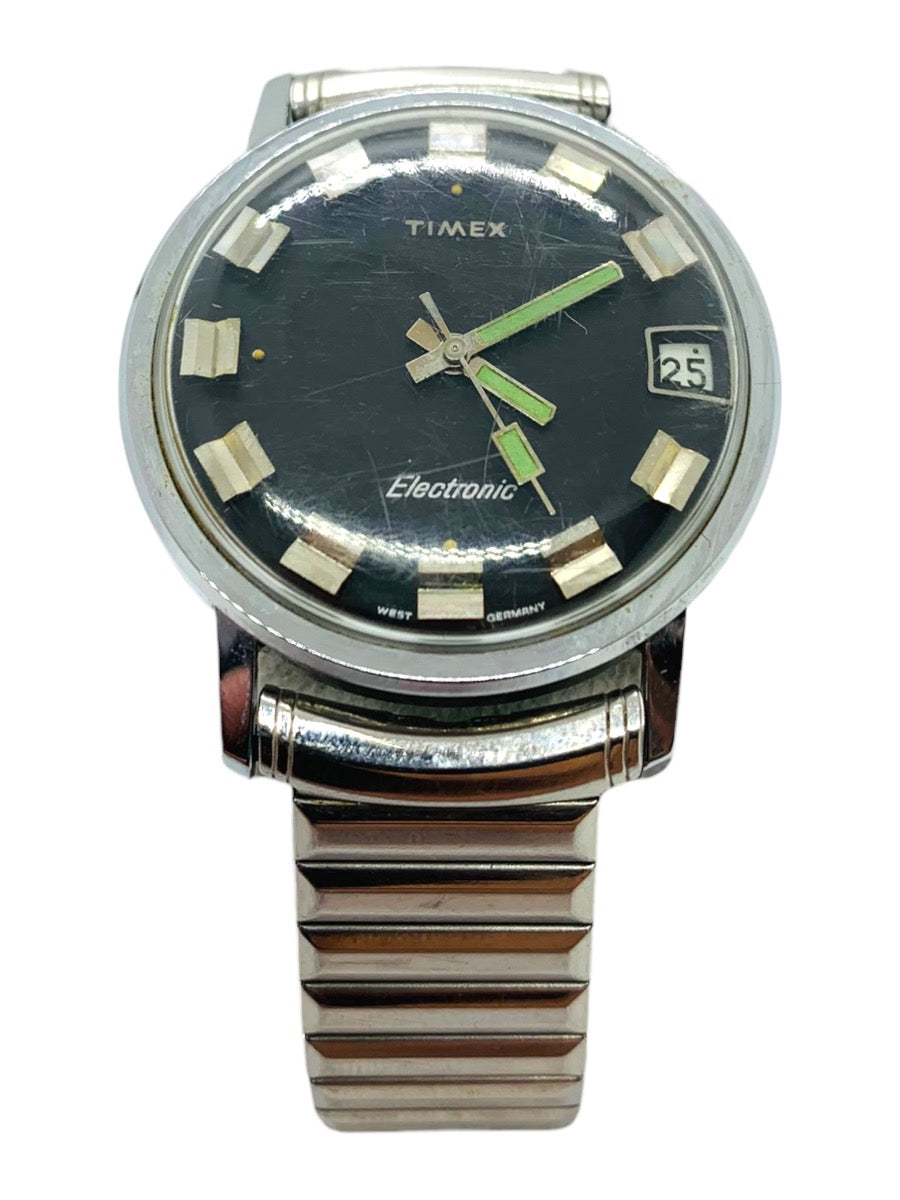 Timex Electronic Calendar Vintage 1972 Watch, Black Dial 965708772
